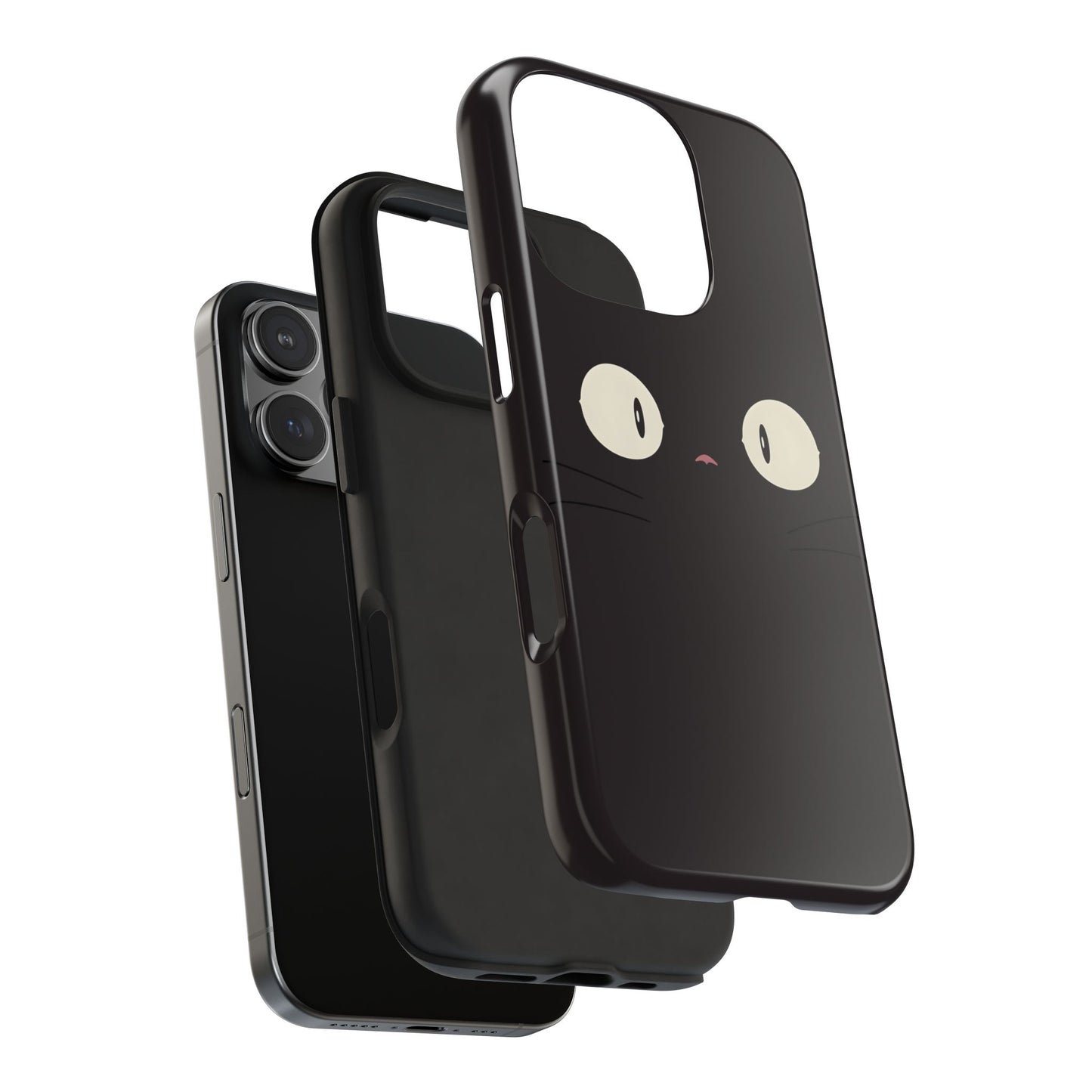 Adorable Black Cat Face and Eyes Minimal Tough Phone Case | Animals