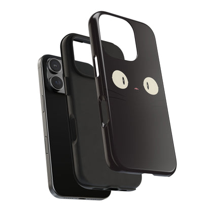 Adorable Black Cat Face and Eyes Minimal Tough Phone Case | Animals