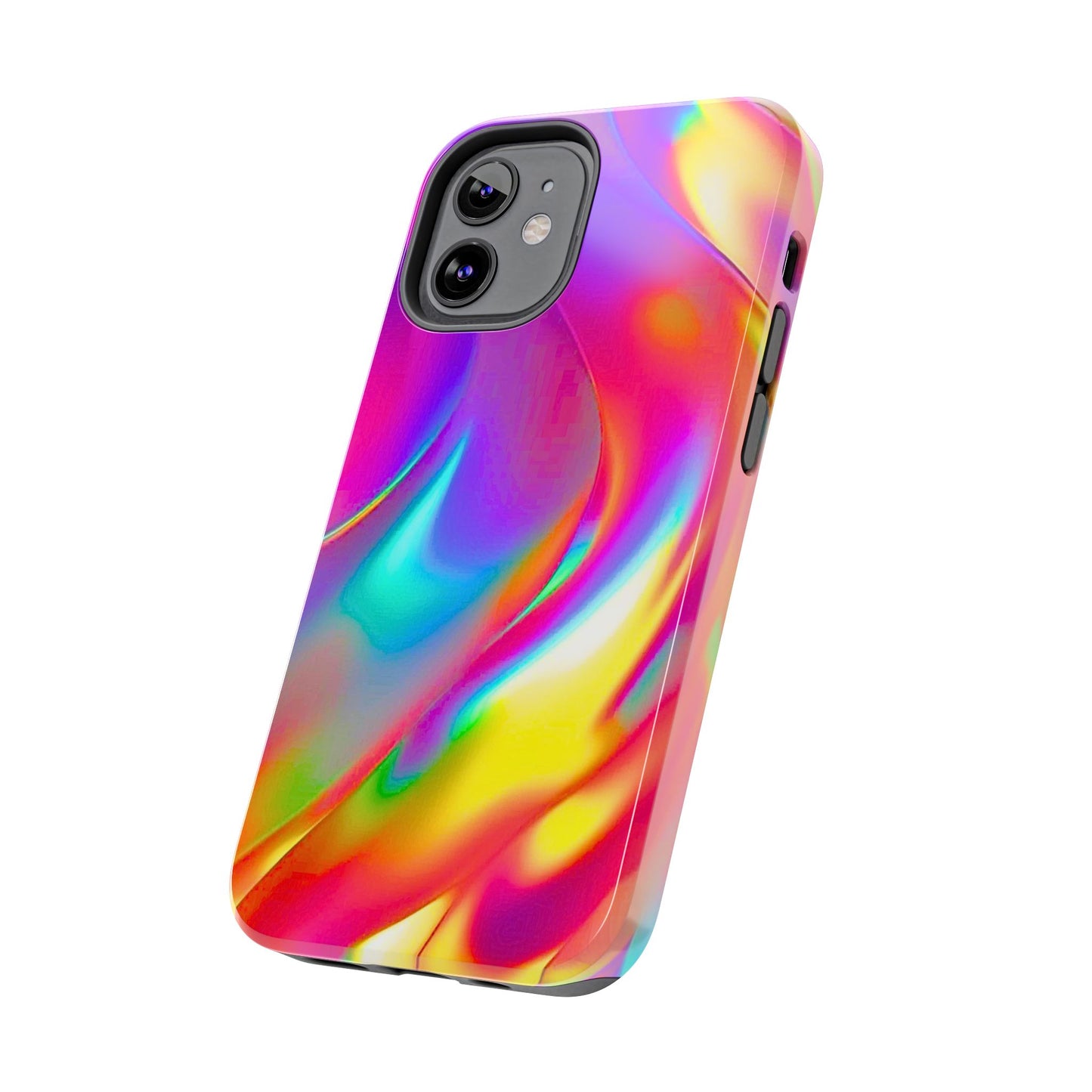 Funda resistente para teléfono con brillo metálico holográfico y estilo abstracto | Estética
