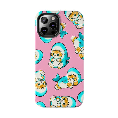 Pink Cute Shark Cats Pattern Tough Phone Case | Animals