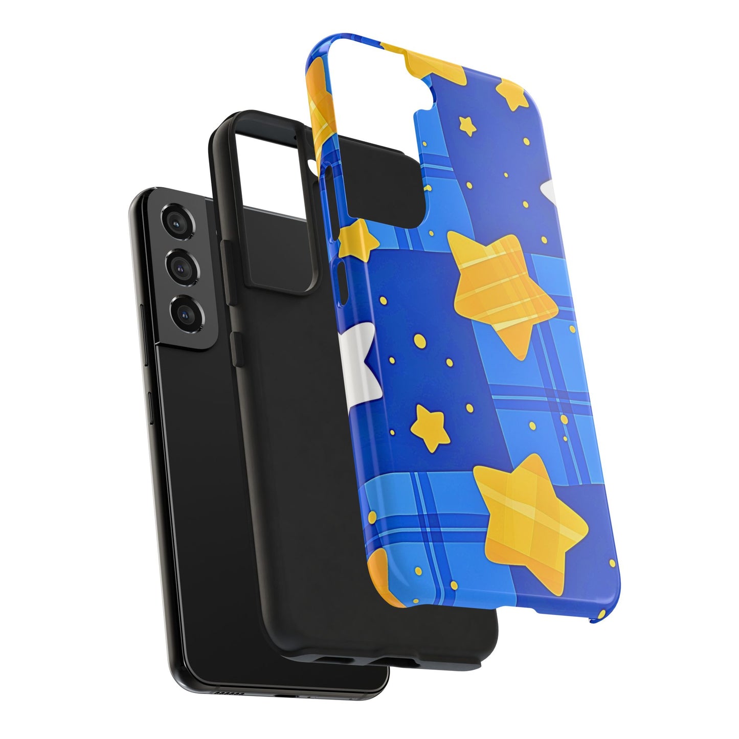 Funda resistente para teléfono con estampado de estrellas y cuadros preppy | Estética