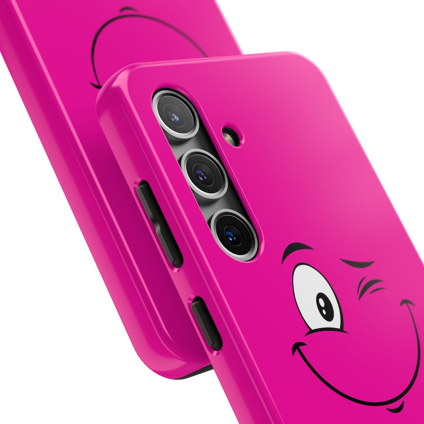 Winking Face Pink Background Cheeky Cartoon Style Tough Phone Case | Funny
