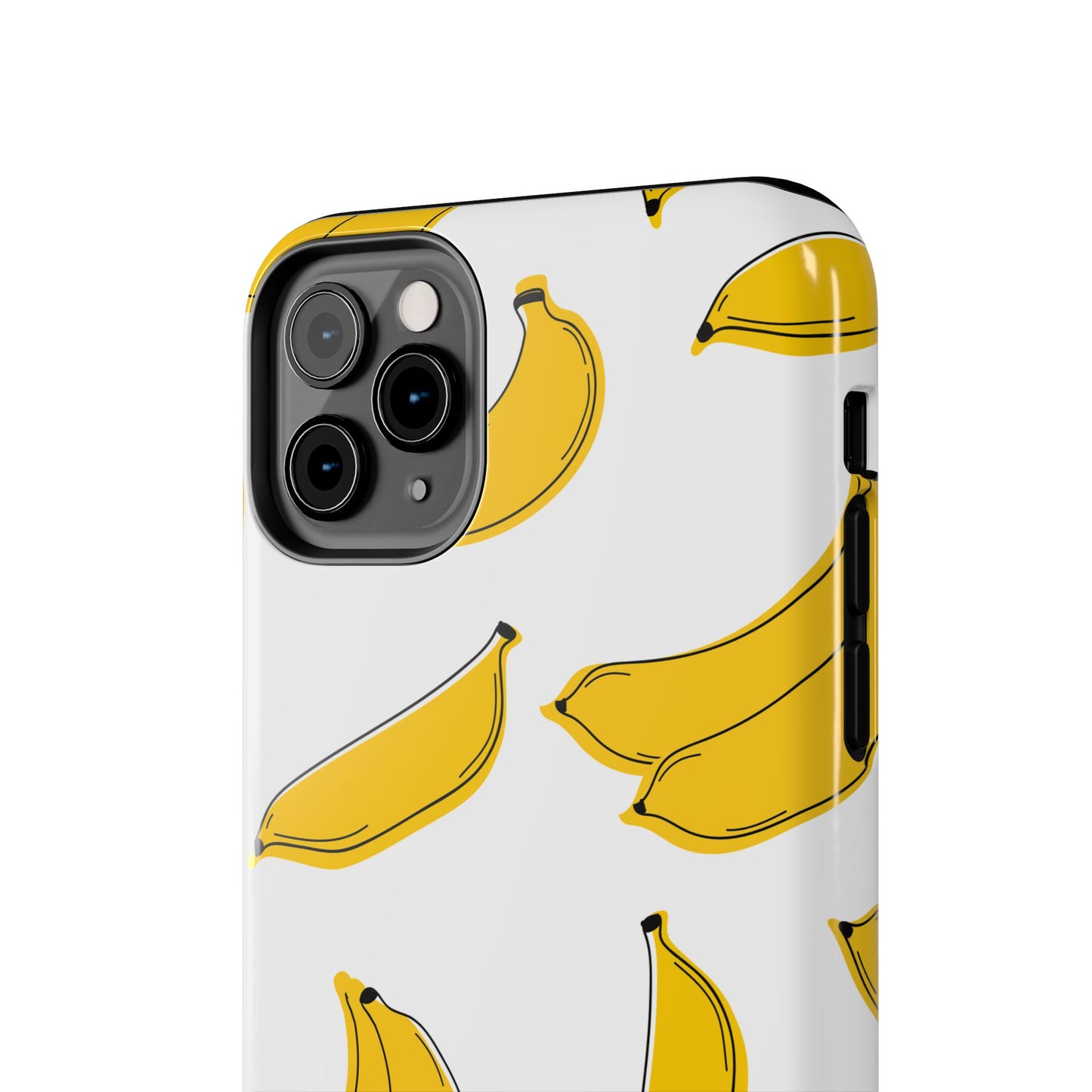 Bold Yellow Banana Pattern Minimal Line Art Tough Phone Case | Food
