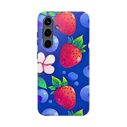 Cute Blueberry Strawberry Fruit Pattern Tough Phone Case | Aesthetic