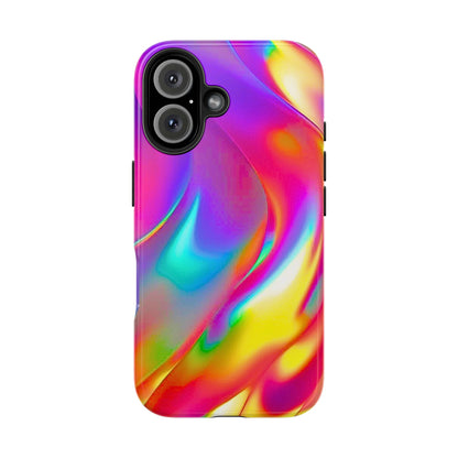 Funda resistente para teléfono con brillo metálico holográfico y estilo abstracto | Estética