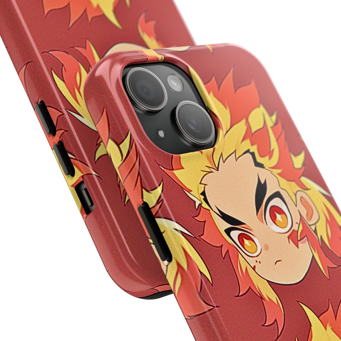 Rengoku Head Pattern Dark Orange Tough Phone Case | Anime - Demon Slayer