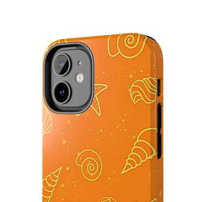 Funda resistente para teléfono con diseño de conchas naranjas | Estética