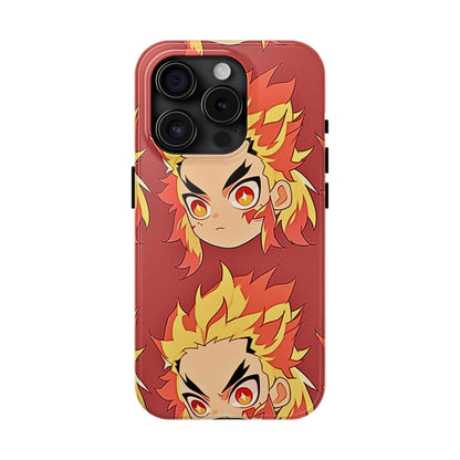 Rengoku Head Pattern Dark Orange Tough Phone Case | Anime - Demon Slayer