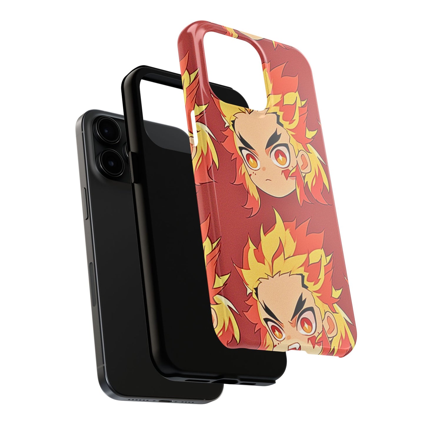 Rengoku Head Pattern Dark Orange Tough Phone Case | Anime - Demon Slayer