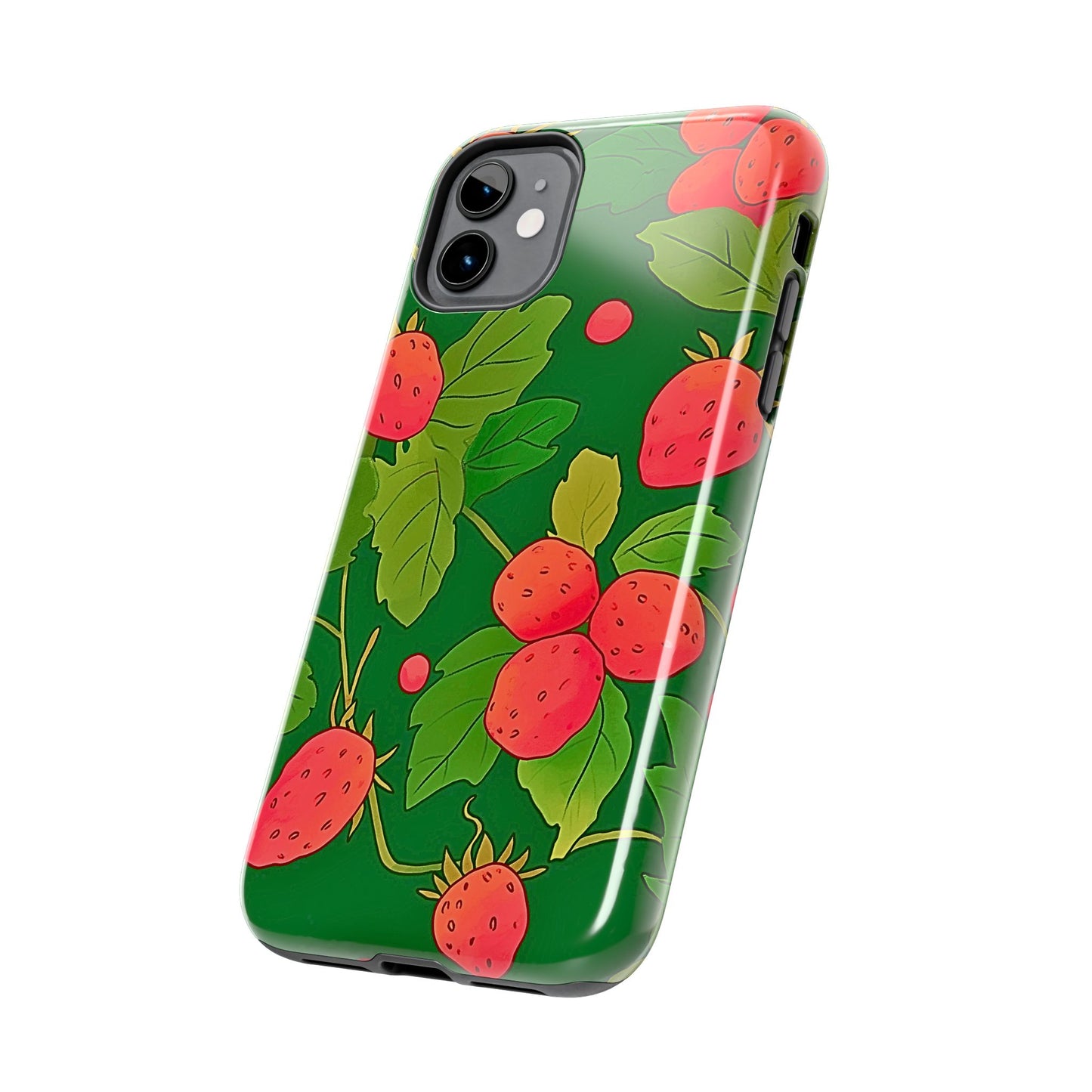 Dark Strawberry Pattern Preppy Tough Phone Case | Aesthetic
