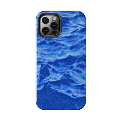 Funda resistente para teléfono azul oscuro con olas del océano borrosas | Estética