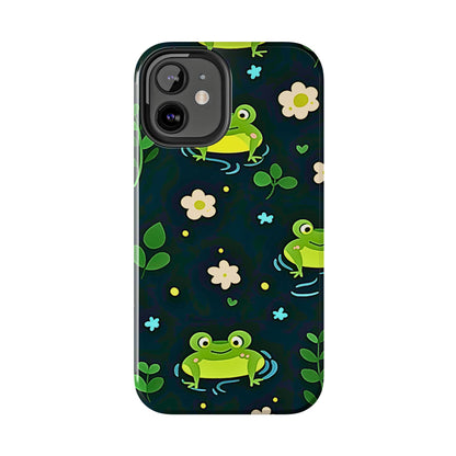 Kawaii Froggy Pattern Black Tough Phone Case | Animals