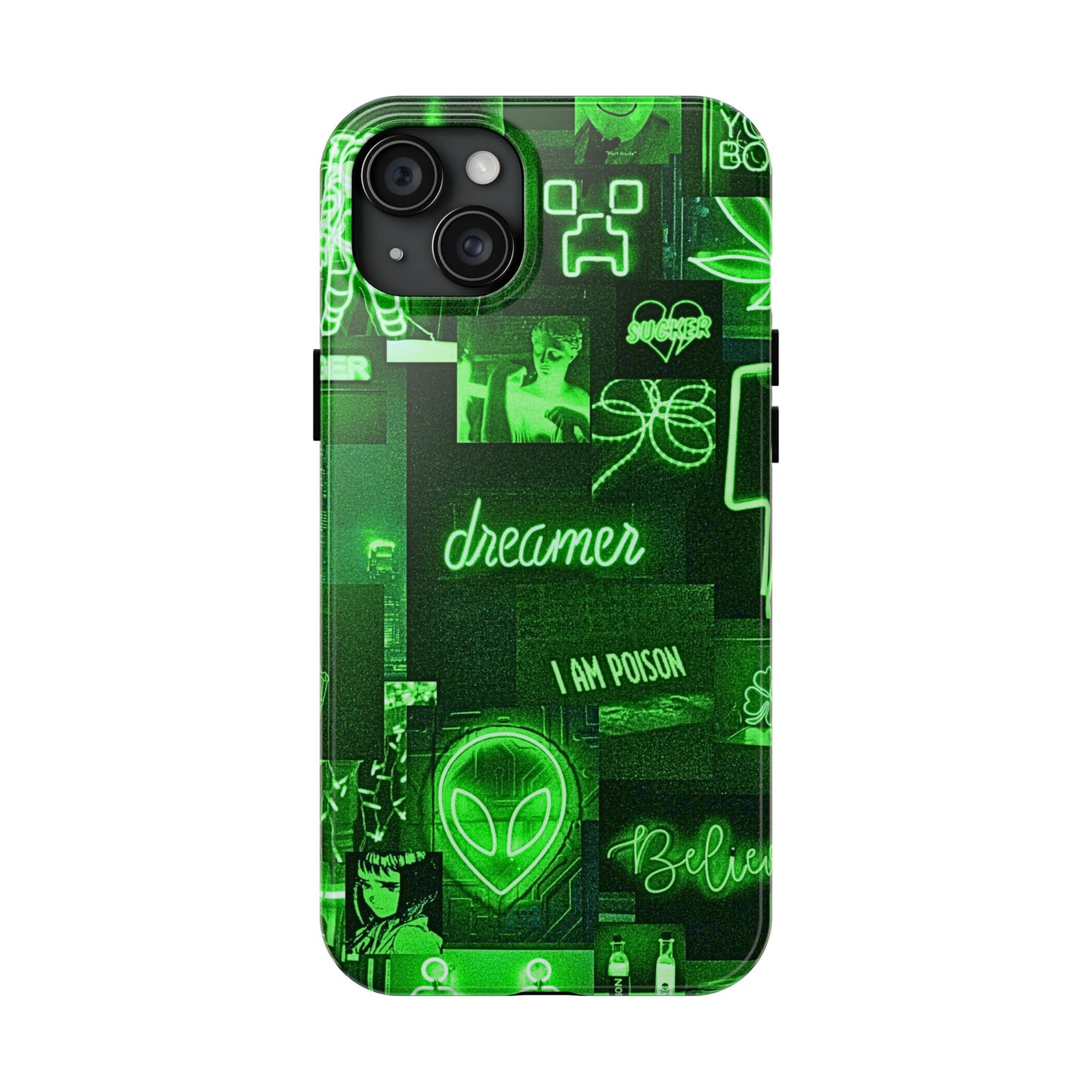 Green Neon Style Tough Phone Case | Aesthetic