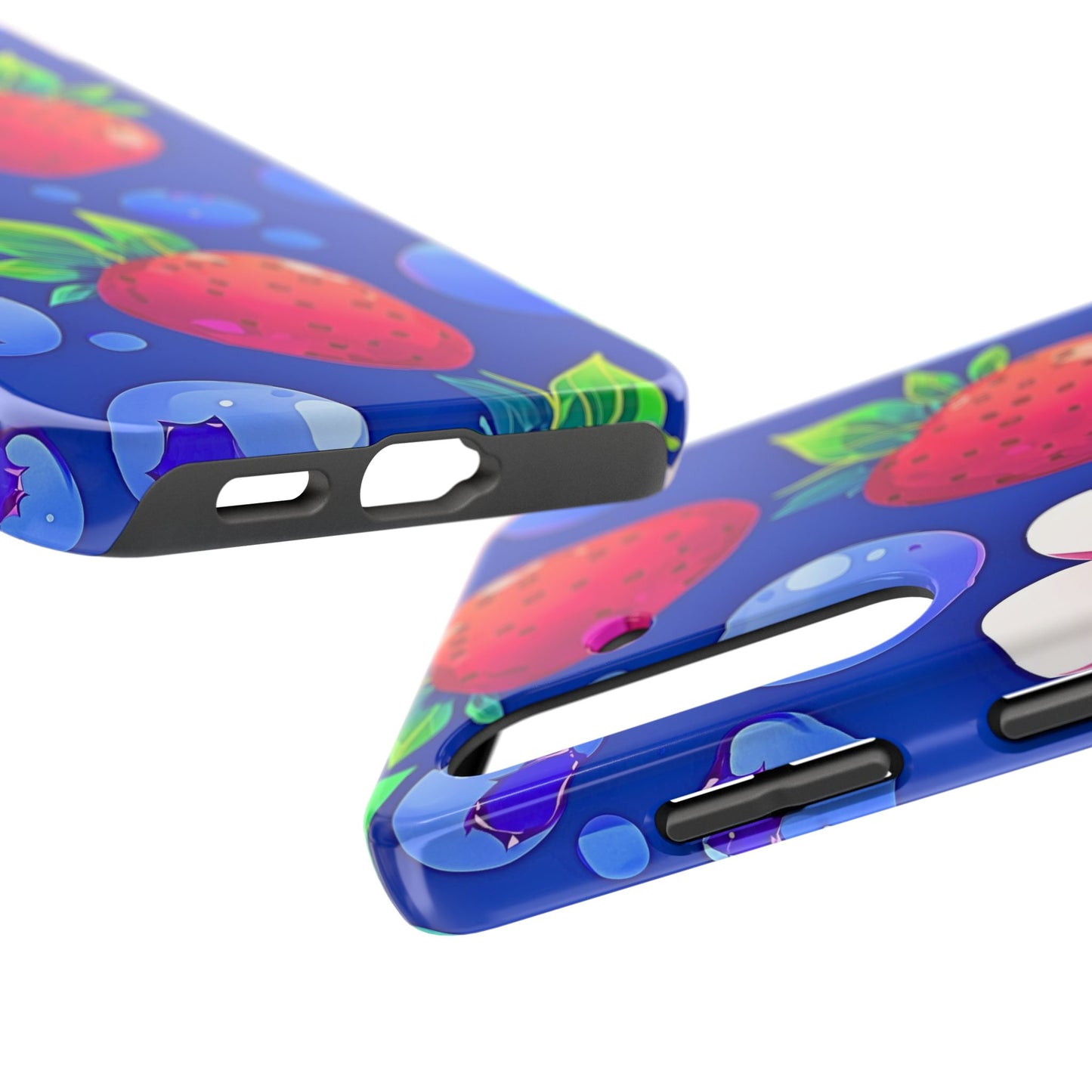 Cute Blueberry Strawberry Fruit Pattern Tough Phone Case | Aesthetic