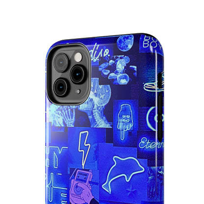 Blue Neon Style Tough Phone Case | Aesthetic