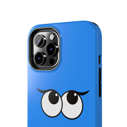 Silly Tongue Out Cartoon Face Blue Background Tough Phone Case | Funny