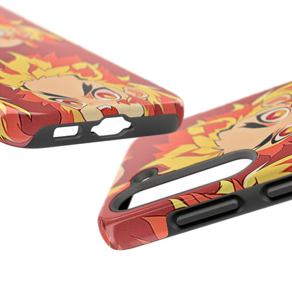 Rengoku Head Pattern Dark Orange Tough Phone Case | Anime - Demon Slayer