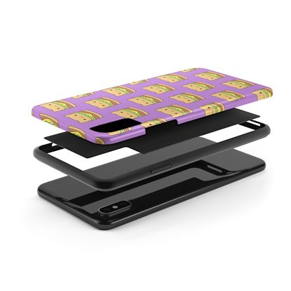 Kawaii Cat Burger Pattern Purple Background Cute Tough Phone Case | Food