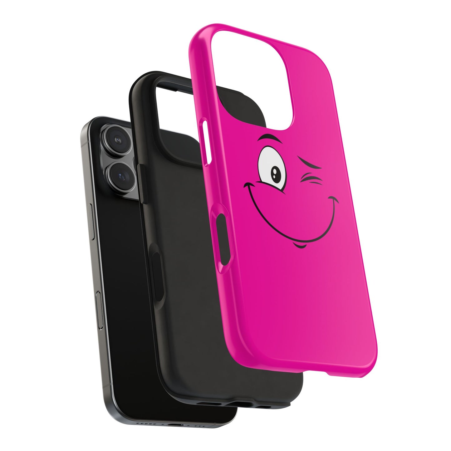 Winking Face Pink Background Cheeky Cartoon Style Tough Phone Case | Funny