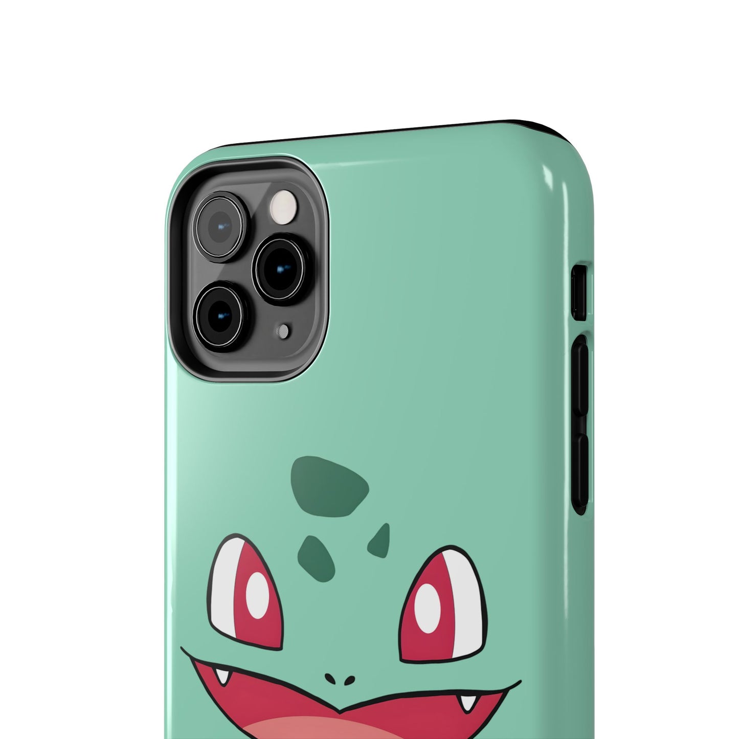 Green Leaf Dino Smile Red Eyes Cute Creature Tough Phone Case | Anime