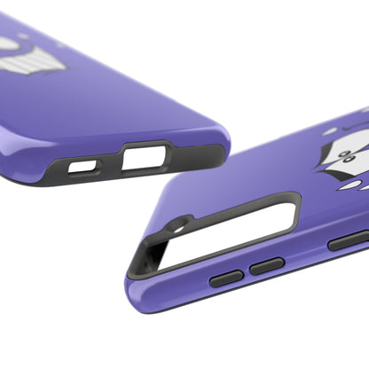 Awkward Nervous Cartoon Face Purple Background Tough Phone Case | Funny