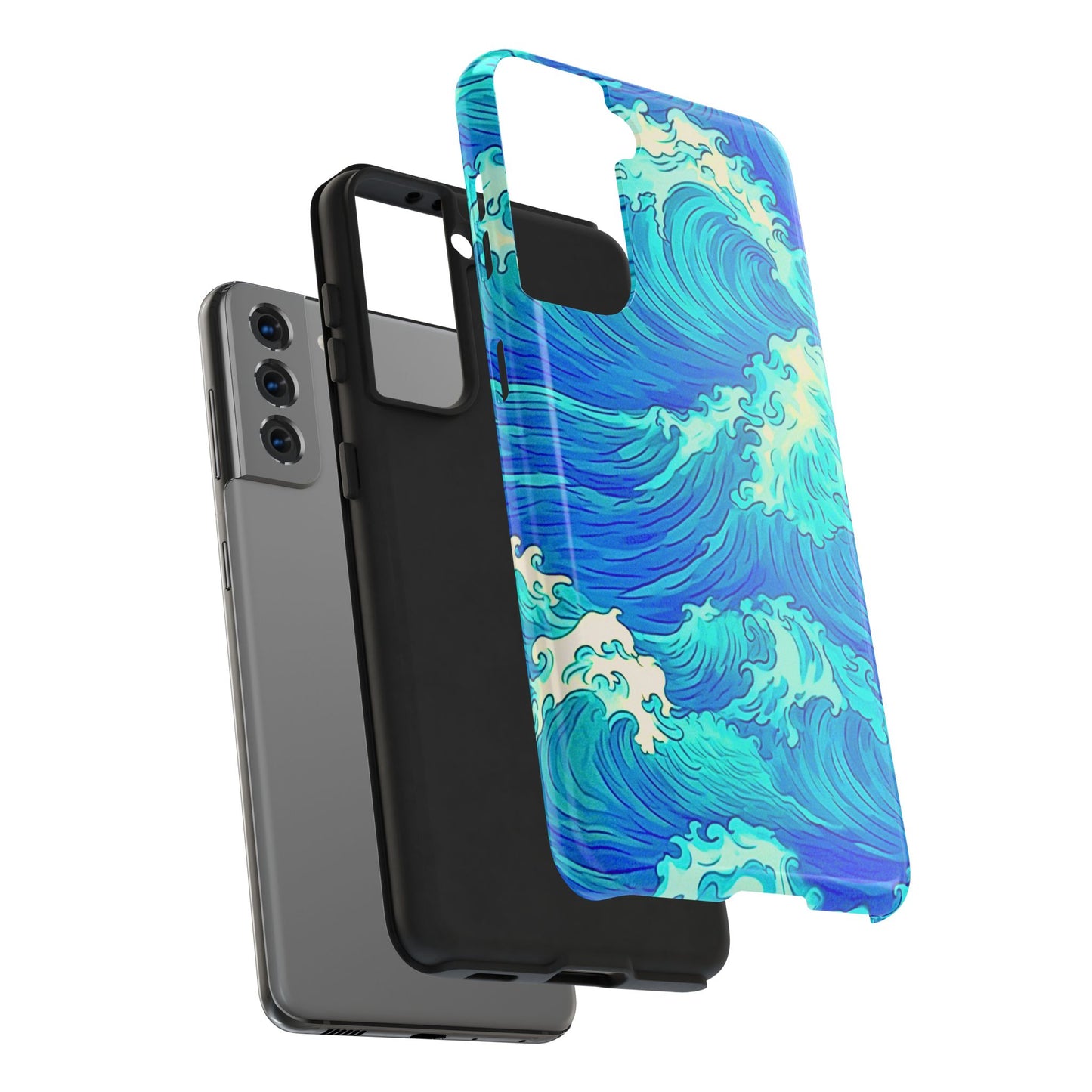 Funda resistente para teléfono con diseño de olas de agua | Estética