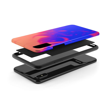 Funda resistente para teléfono con diseño de llamas, degradado abstracto y resplandor del atardecer | Estética