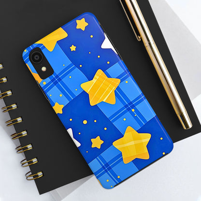 Funda resistente para teléfono con estampado de estrellas y cuadros preppy | Estética