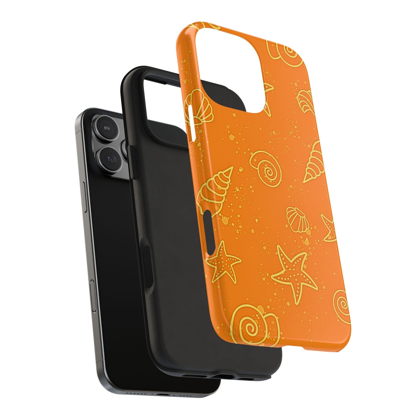 Funda resistente para teléfono con diseño de conchas naranjas | Estética