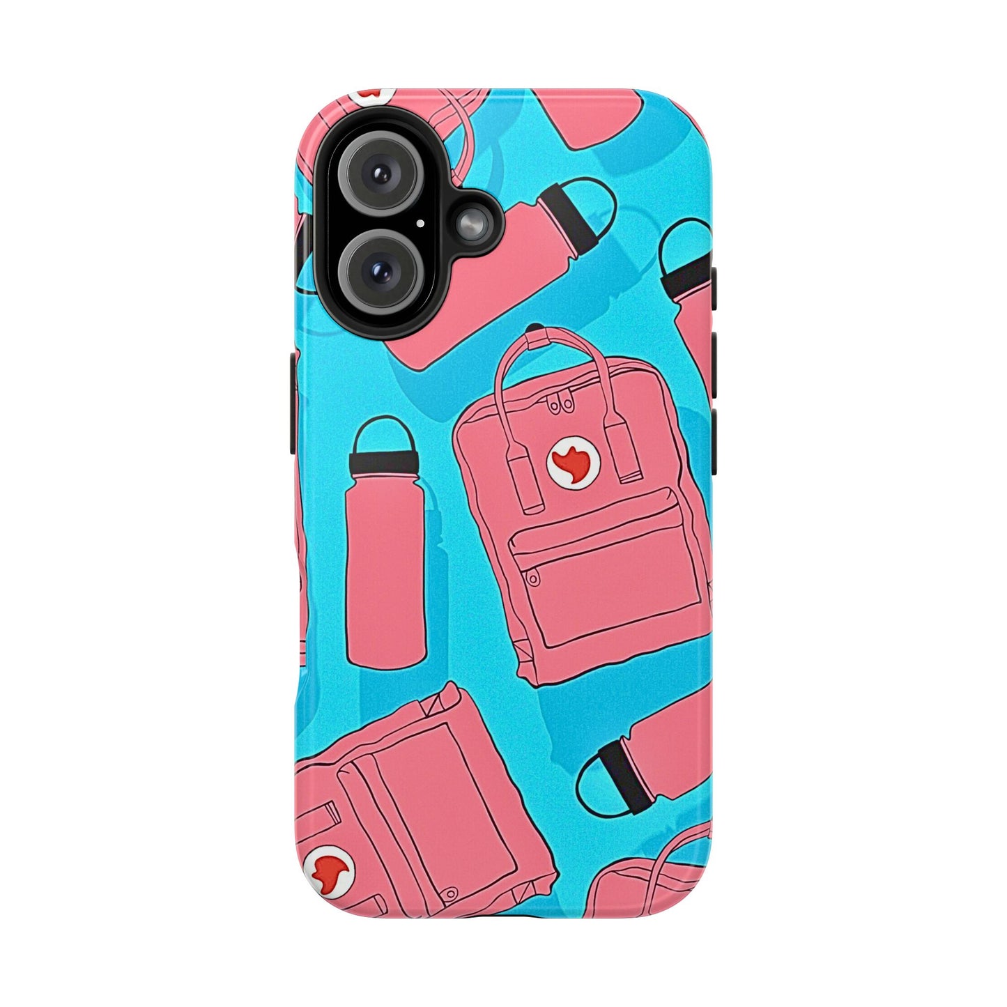 VSCO Kanken Backpack Water Bottle Pink & Blue Tough Phone Case | Aesthetic