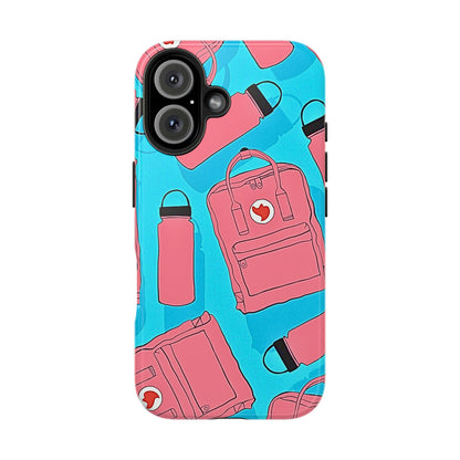 VSCO Kanken Backpack Water Bottle Pink & Blue Tough Phone Case | Aesthetic