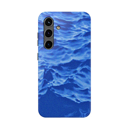 Funda resistente para teléfono azul oscuro con olas del océano borrosas | Estética