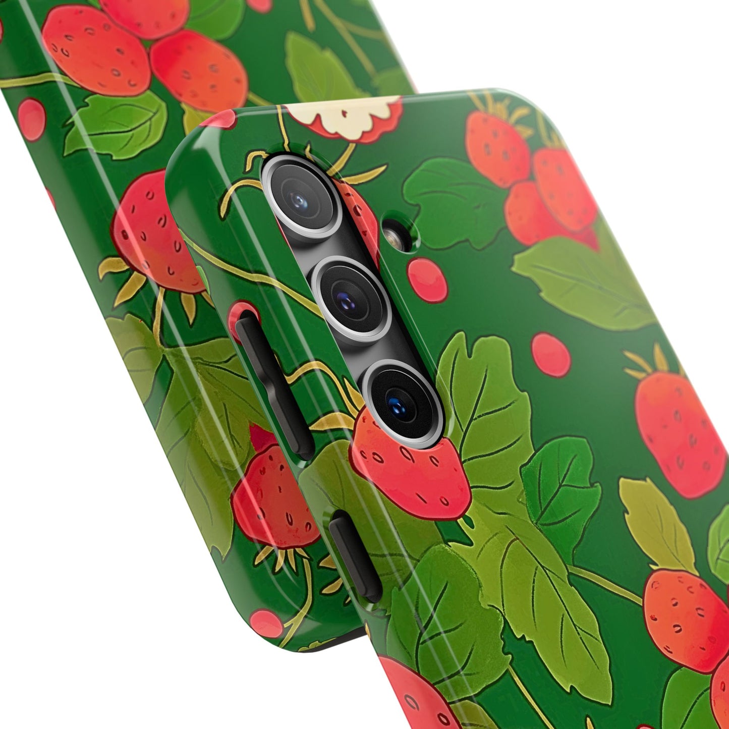 Dark Strawberry Pattern Preppy Tough Phone Case | Aesthetic