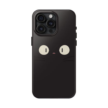 Adorable Black Cat Face and Eyes Minimal Tough Phone Case | Animals