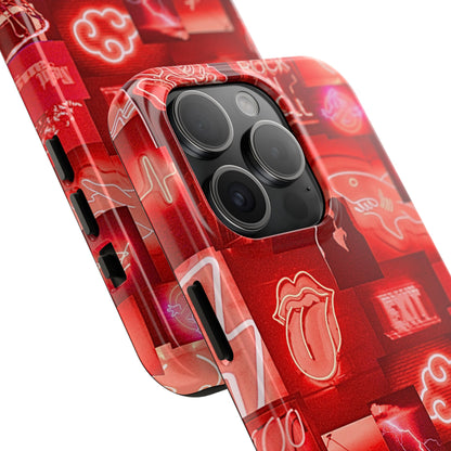 Funda resistente para teléfono con diseño de neón rojo | Estética