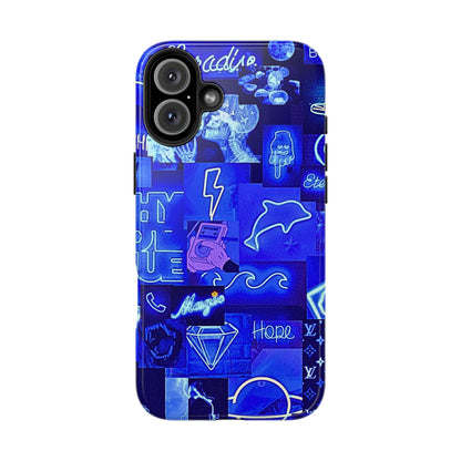 Blue Neon Style Tough Phone Case | Aesthetic