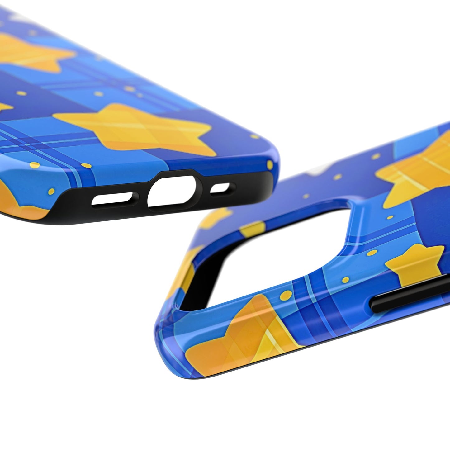 Funda resistente para teléfono con estampado de estrellas y cuadros preppy | Estética