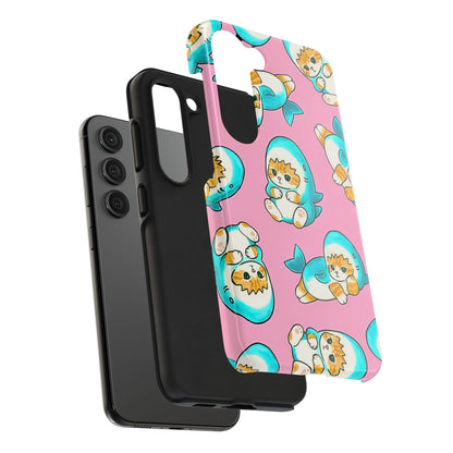 Pink Cute Shark Cats Pattern Tough Phone Case | Animals