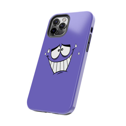 Awkward Nervous Cartoon Face Purple Background Tough Phone Case | Funny