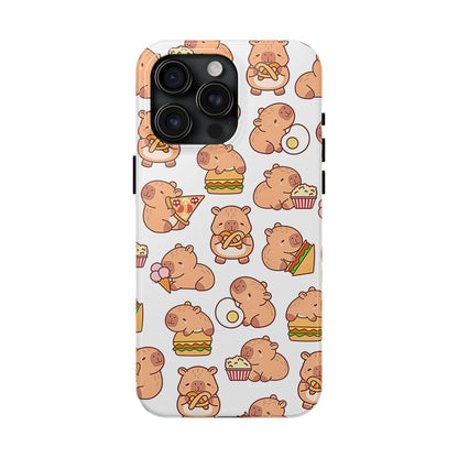 Cute Capybara Eating Pizza Ice Cream & Snacks Cartoon Food Tough Phone Case | Animals