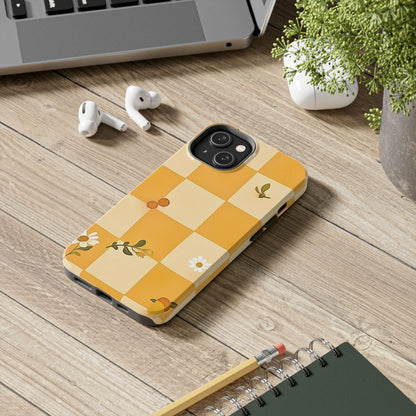 Yellow Checkered Preppy Daisies Tough Phone Case | Aesthetic