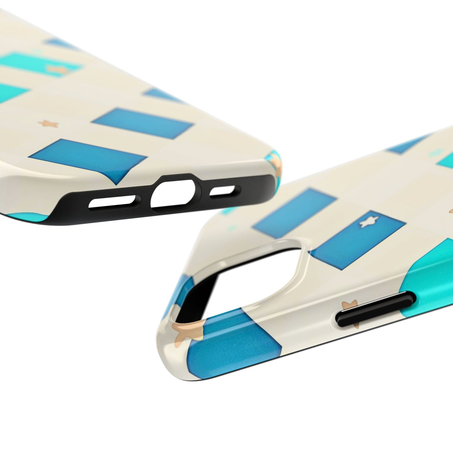 Modern Preppy Checkered Teal Stars Tough Phone Case | Aesthetic