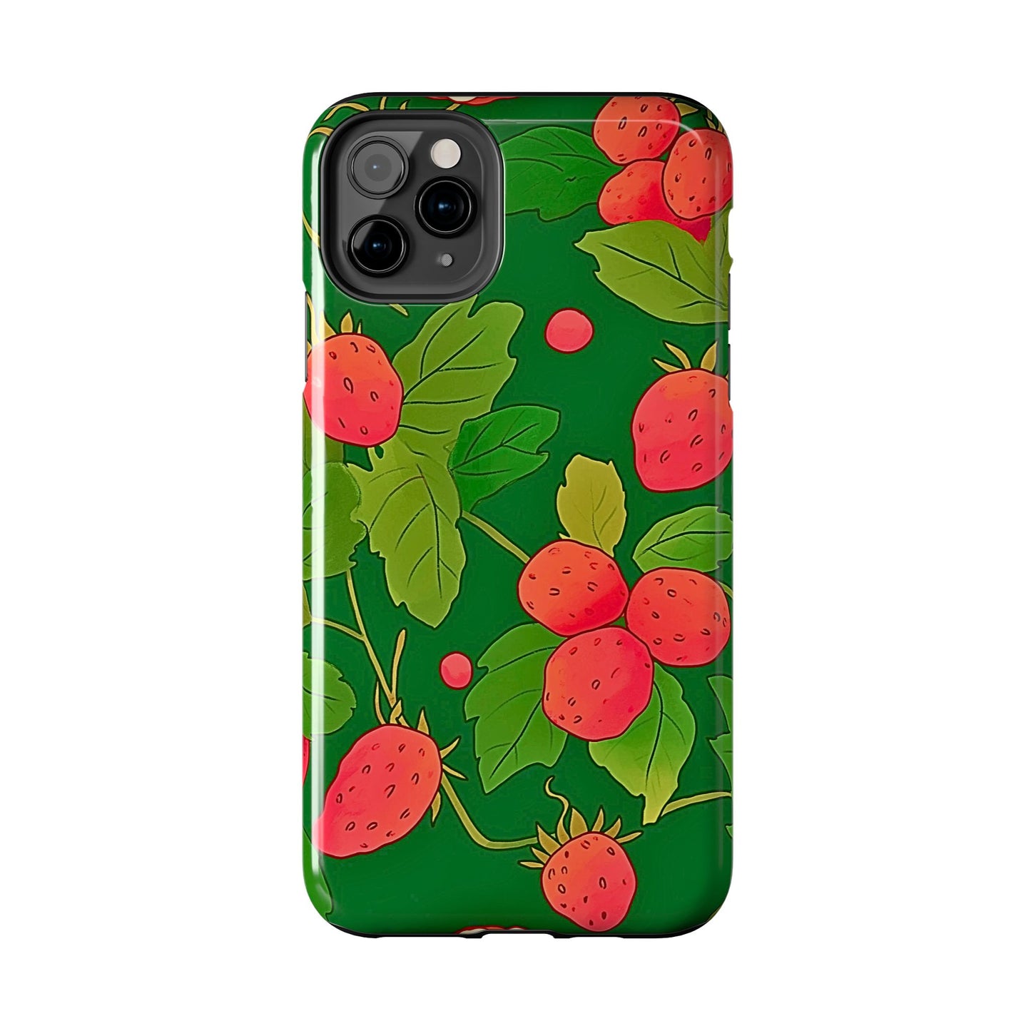 Dark Strawberry Pattern Preppy Tough Phone Case | Aesthetic
