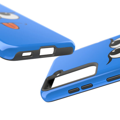 Silly Tongue Out Cartoon Face Blue Background Tough Phone Case | Funny