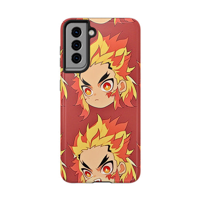 Rengoku Head Pattern Dark Orange Tough Phone Case | Anime - Demon Slayer