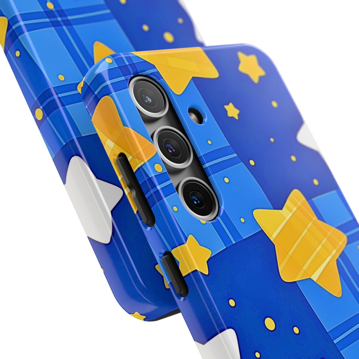 Funda resistente para teléfono con estampado de estrellas y cuadros preppy | Estética