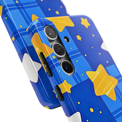 Funda resistente para teléfono con estampado de estrellas y cuadros preppy | Estética