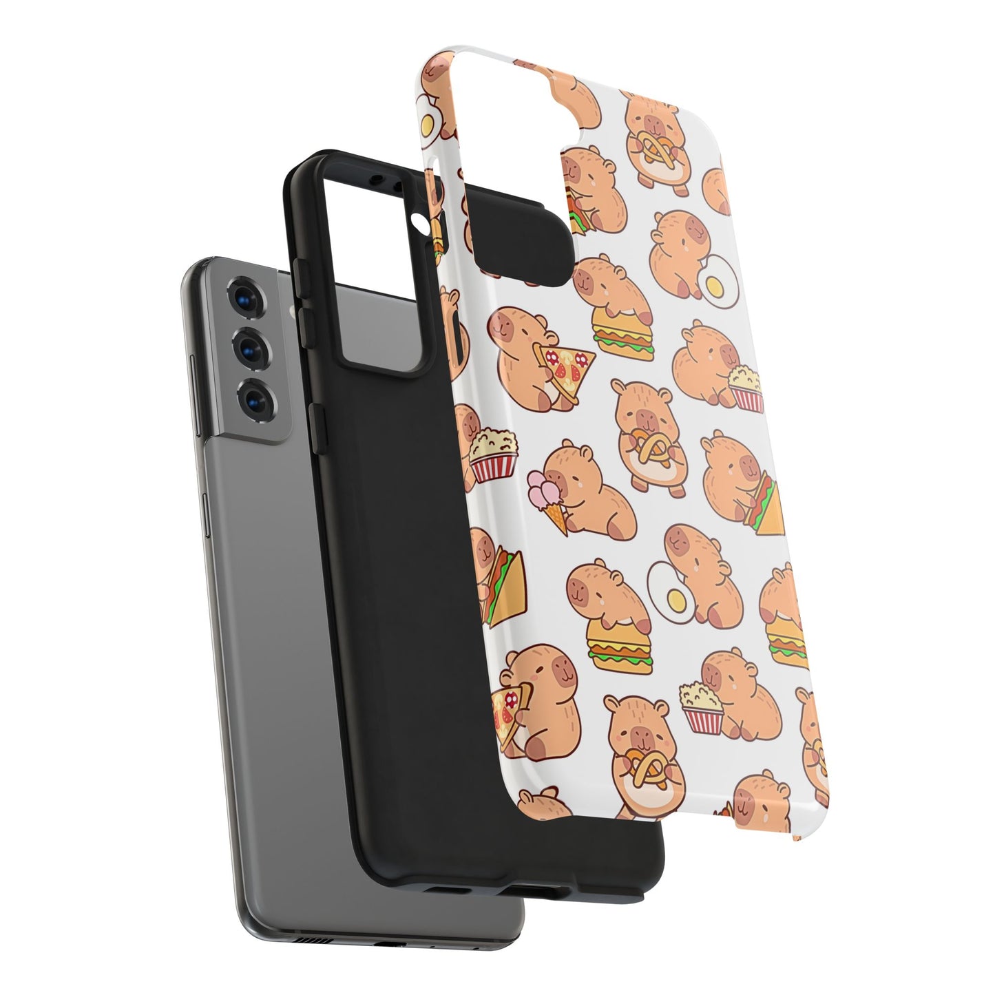Cute Capybara Eating Pizza Ice Cream & Snacks Cartoon Food Tough Phone Case | Animals