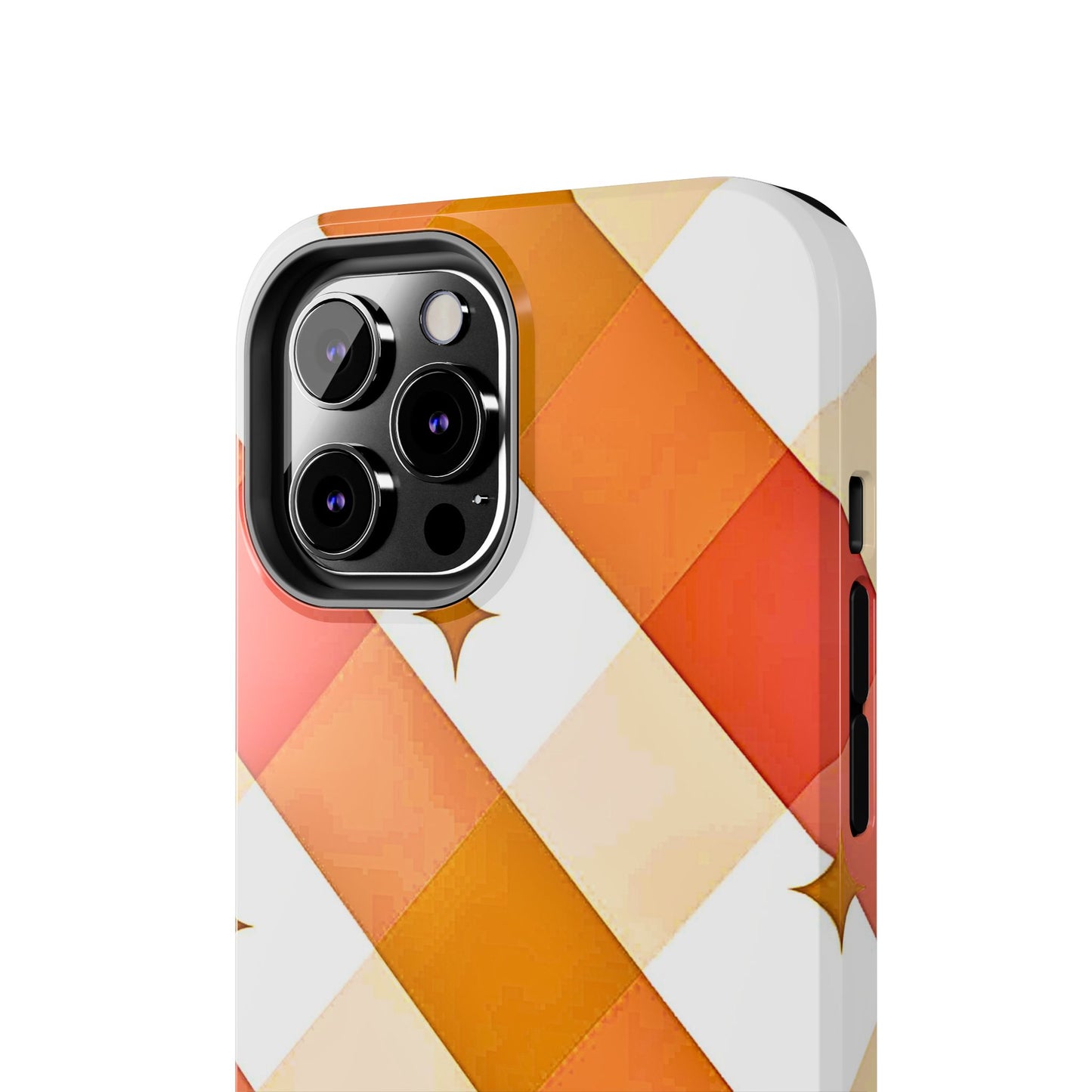 Pastel Orange & Pink Checkered Stars Tough Phone Case | Aesthetic