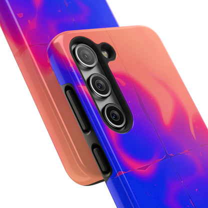 Funda resistente para teléfono con diseño de llamas, degradado abstracto y resplandor del atardecer | Estética